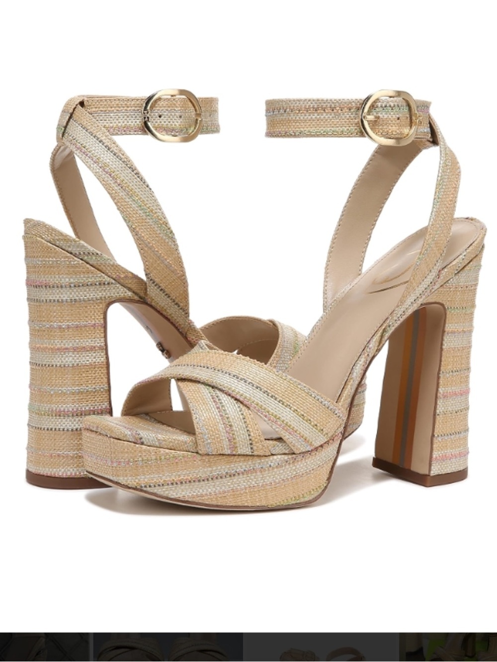 Sam Edelman Women's Kayna Platform Strappy Sandals in Beige Size 9.5